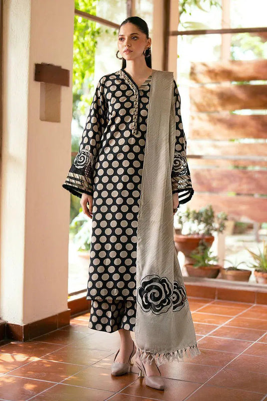 Stunning Printed Karandi Suit with Dupatta - 3 Piece Set