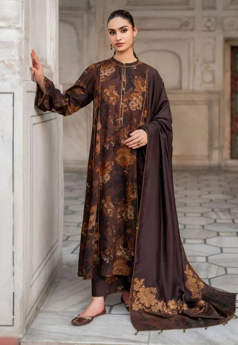 Stunning Printed Karandi Suit with Dupatta - 3 Piece Set