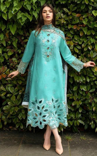 3 Pcs Women's Unstitched Dhanak Embroidered Suit